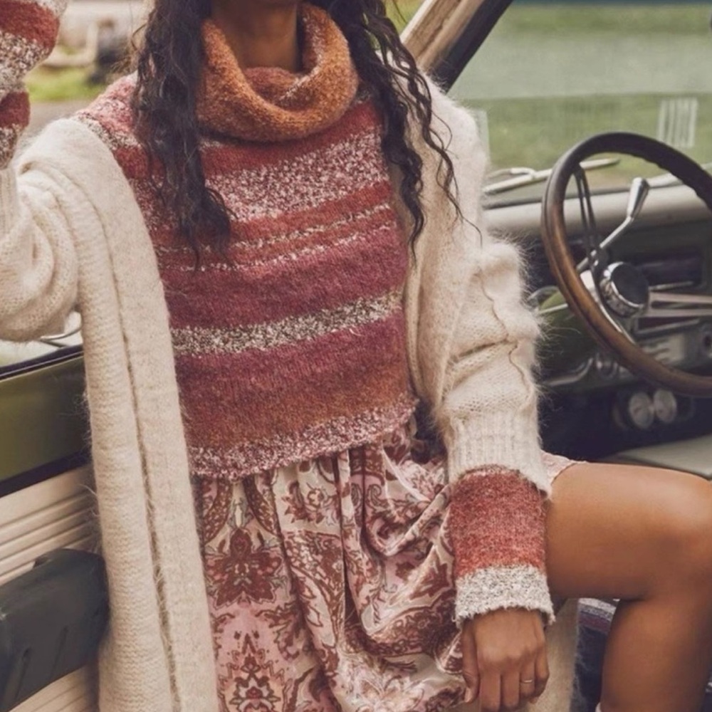 Free People Multicolor Striped Turtleneck Sweater